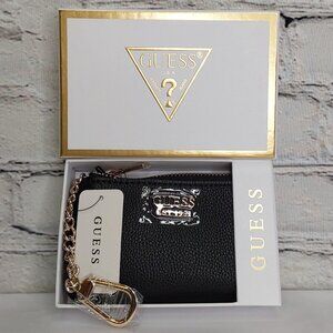'GUESS' JEWEL ZIP STREAMLINE I.D POUCH GIFT BOX SET GOLD CHAIN LINK